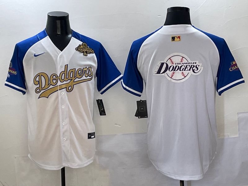 Men Los Angeles Dodgers Blank White Blue Gold Game Nike 2025 MLB Jersey style 42934